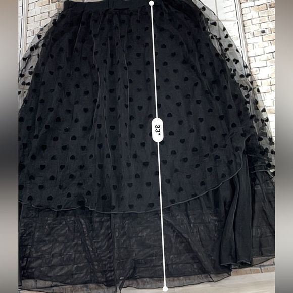 NWT Women’s Hagara Black Triple Layer Elastic Waist Heart Skirt (1) FQ22 - Picture 7 of 8